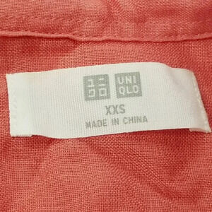 Uniqlo XXS Coral Red V Neck Long Sleeve Linen Pullover Top